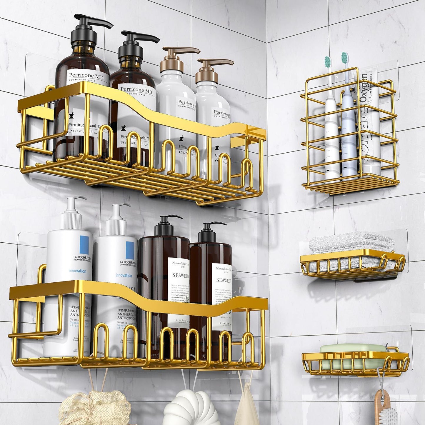 Punch-Free Stainless Steel Bathroom Rack Set