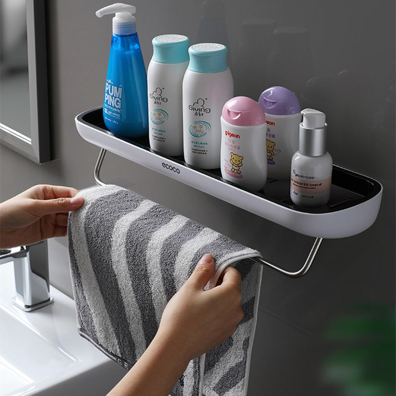 Punch-Free Bathroom Storage with Towel Bar