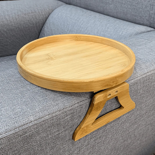 Wooden Sofa Tray with Foldable Handles