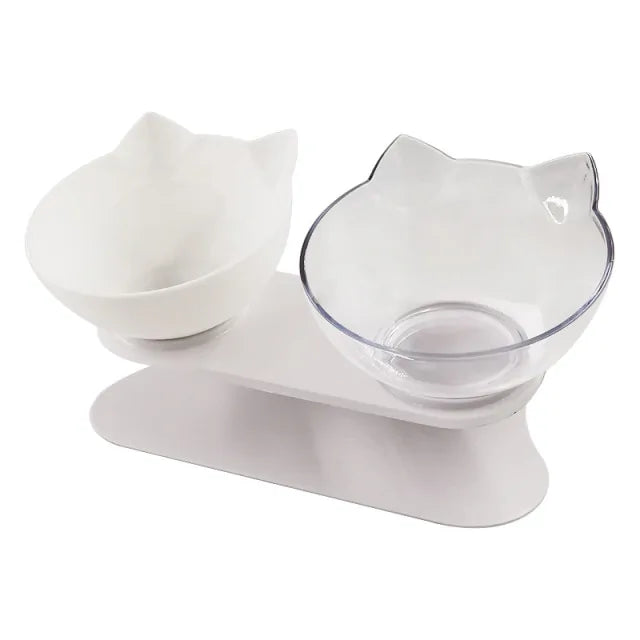 Double Cat Bowl With Raised Stand