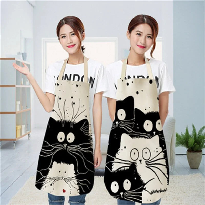 Delantal de cocina con estampado de gato lindo