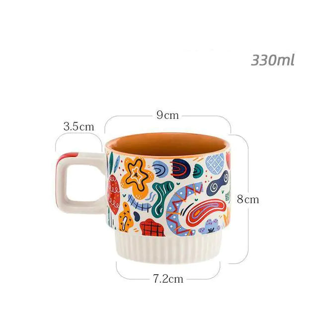 Taza de cerámica pintada a mano