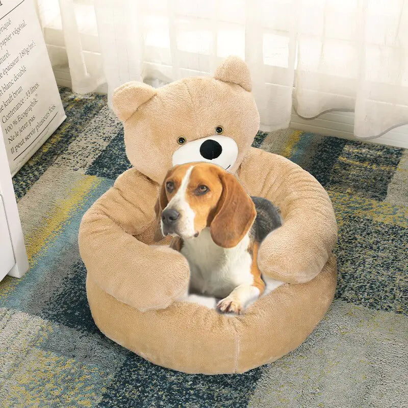 Warm Plush Bear Hug Pet Bed